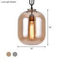 DecorBites™ Smoke Gray/Cognac Glass Industrial Ceiling Pendant Lamp - 1 Head, 10"/14" Wide
