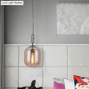DecorBites™ Smoke Gray/Cognac Glass Industrial Ceiling Pendant Lamp - 1 Head, 10"/14" Wide