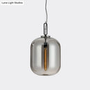 DecorBites™ Smoke Gray/Cognac Glass Industrial Ceiling Pendant Lamp - 1 Head, 10"/14" Wide