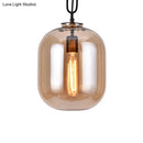 DecorBites™ Smoke Gray/Cognac Glass Industrial Ceiling Pendant Lamp - 1 Head, 10"/14" Wide