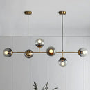 DecorBites™ Smoke Grey Glass Island Pendant Light - Nordic Style with 6 Bulbs and Brass Finish - Ideal for Restaurants