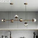 DecorBites™ Smoke Grey Glass Island Pendant Light - Nordic Style with 6 Bulbs and Brass Finish - Ideal for Restaurants