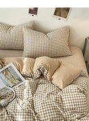 Japanese beige & white quilted duvet cover set bedroom bedding