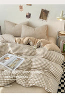 Japanese beige & white quilted duvet cover set bedroom bedding