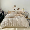 Japanese beige & white quilted duvet cover set bedroom bedding