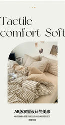 Japanese beige & white quilted duvet cover set bedroom bedding