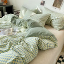 Japanese beige & white quilted duvet cover set bedroom bedding