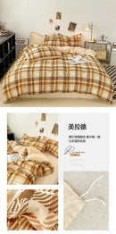 Japanese beige & white quilted duvet cover set bedroom bedding