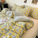 Japanese beige & white quilted duvet cover set bedroom bedding