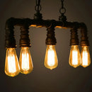 DecorBites™ Steampunk Metal Water Pipe Pendant Light - 5 Bulbs - Black, Ideal for Dining Room or Hanging Island