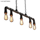 DecorBites™ Steampunk Metal Water Pipe Pendant Light - 5 Bulbs - Black, Ideal for Dining Room or Hanging Island