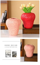 DecorBites™ Strawberry Cartoon Ceramic Vase for Kids Room