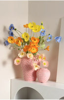 Pink ceramic cartoon strawberry flower vase for bedroom decor