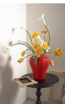 Pink ceramic cartoon strawberry flower vase for bedroom decor