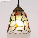 DecorBites™ Stunning Clear Glass Trumpet Ceiling Lamp Tiffany Style with Colorful Bead - Elegant 1-Head Pendant Light