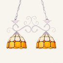 DecorBites™ Stylish Grid Dome Chandelier: 2-Head Tiffany Island Lamp in Black/White - Perfect for Dining Room Lighting