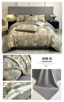 Pastel floral satin silk duvet cover set bedroom bedding