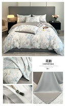 Pastel floral satin silk duvet cover set bedroom bedding