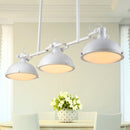 DecorBites™ Symmetrical Island Pendant Light - Loft Style Metal Ceiling Lamp with Dome Shade - 3 Lights - Black/White