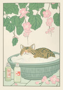 DecorBites™ Tabby Cat in Bathtub Canvas Wall Art