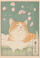 DecorBites™ Tabby Cat in Bathtub Canvas Wall Art