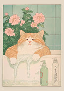 DecorBites™ Tabby Cat in Bathtub Canvas Wall Art