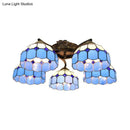 DecorBites™ Tiffany Stained Glass Ceiling Light with 5 Scalloped Heads in Antique Bronze - Perfect for Bedroom