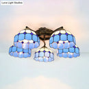 DecorBites™ Tiffany Stained Glass Ceiling Light with 5 Scalloped Heads in Antique Bronze - Perfect for Bedroom