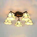 DecorBites™ Tiffany Stained Glass Ceiling Light with 5 Scalloped Heads in Antique Bronze - Perfect for Bedroom