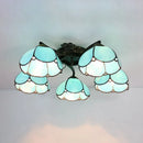 DecorBites™ Tiffany Stained Glass Ceiling Light with 5 Scalloped Heads in Antique Bronze - Perfect for Bedroom