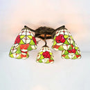 DecorBites™ Tiffany Stained Glass Ceiling Light with 5 Scalloped Heads in Antique Bronze - Perfect for Bedroom