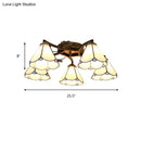 DecorBites™ Tiffany Stained Glass Ceiling Light with 5 Scalloped Heads in Antique Bronze - Perfect for Bedroom
