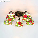 DecorBites™ Tiffany Stained Glass Ceiling Light with 5 Scalloped Heads in Antique Bronze - Perfect for Bedroom