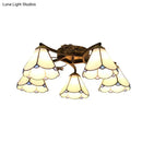 DecorBites™ Tiffany Stained Glass Ceiling Light with 5 Scalloped Heads in Antique Bronze - Perfect for Bedroom