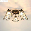 DecorBites™ Tiffany Stained Glass Ceiling Light with 5 Scalloped Heads in Antique Bronze - Perfect for Bedroom