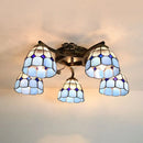 DecorBites™ Tiffany Stained Glass Ceiling Light with 5 Scalloped Heads in Antique Bronze - Perfect for Bedroom