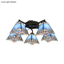 DecorBites™ Tiffany Stained Glass Ceiling Light with 5 Scalloped Heads in Antique Bronze - Perfect for Bedroom