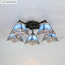 DecorBites™ Tiffany Stained Glass Ceiling Light with 5 Scalloped Heads in Antique Bronze - Perfect for Bedroom