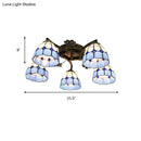 DecorBites™ Tiffany Stained Glass Ceiling Light with 5 Scalloped Heads in Antique Bronze - Perfect for Bedroom
