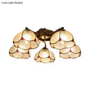 DecorBites™ Tiffany Stained Glass Ceiling Light with 5 Scalloped Heads in Antique Bronze - Perfect for Bedroom