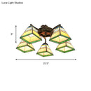 DecorBites™ Tiffany Stained Glass Ceiling Light with 5 Scalloped Heads in Antique Bronze - Perfect for Bedroom