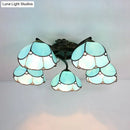 DecorBites™ Tiffany Stained Glass Ceiling Light with 5 Scalloped Heads in Antique Bronze - Perfect for Bedroom