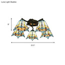 DecorBites™ Tiffany Stained Glass Ceiling Light with 5 Scalloped Heads in Antique Bronze - Perfect for Bedroom