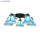 DecorBites™ Tiffany Stained Glass Ceiling Light with 5 Scalloped Heads in Antique Bronze - Perfect for Bedroom