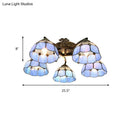 DecorBites™ Tiffany Stained Glass Ceiling Light with 5 Scalloped Heads in Antique Bronze - Perfect for Bedroom