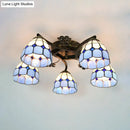 DecorBites™ Tiffany Stained Glass Ceiling Light with 5 Scalloped Heads in Antique Bronze - Perfect for Bedroom