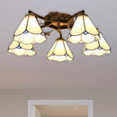 DecorBites™ Tiffany Stained Glass Ceiling Light with 5 Scalloped Heads in Antique Bronze - Perfect for Bedroom