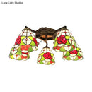DecorBites™ Tiffany Stained Glass Ceiling Light with 5 Scalloped Heads in Antique Bronze - Perfect for Bedroom