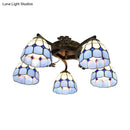 DecorBites™ Tiffany Stained Glass Ceiling Light with 5 Scalloped Heads in Antique Bronze - Perfect for Bedroom