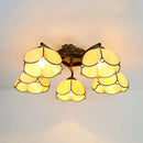 DecorBites™ Tiffany Stained Glass Ceiling Light with 5 Scalloped Heads in Antique Bronze - Perfect for Bedroom